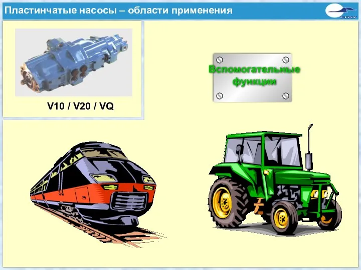 Typische Anwendungen einer Flügelzellenpumpe V10 / V20 / VQ Вспомогательные функции Пластинчатые насосы – области применения