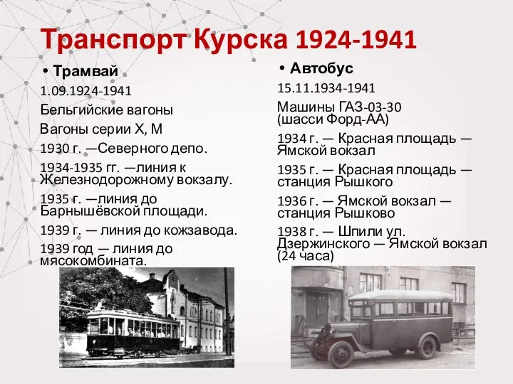 Транспорт Курска 1924-1941 Трамвай 1.09.1924-1941 Бельгийские вагоны Вагоны серии Х, М 1930