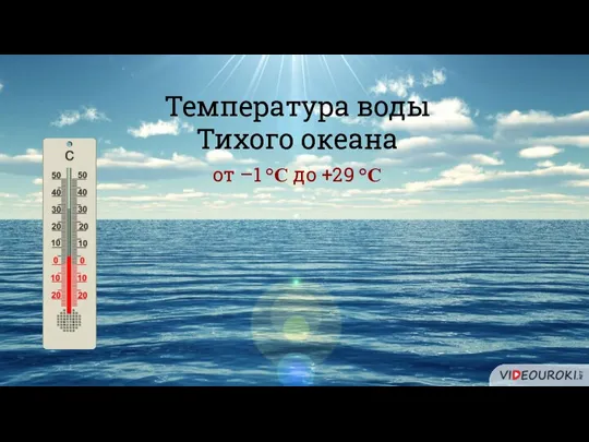 Температура воды Тихого океана от –1 °С до +29 °С