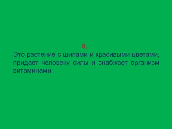 8. Это растение с шипами и красивыми цветами, придает человеку силы и снабжает организм витаминами.