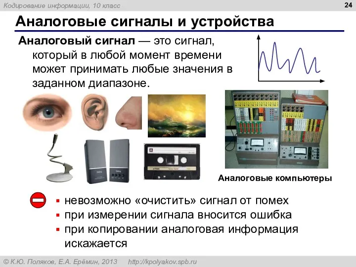 Аналоговые сигналы и устройства Аналоговый сигнал — это сигнал, который в любой