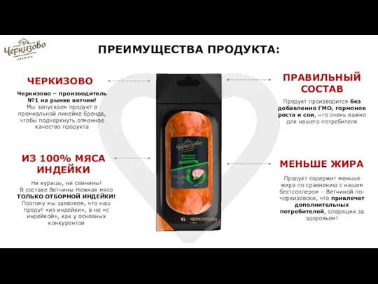 1 ЧЕРКИЗОВО Черкизово – производитель №1 на рынке ветчин! Мы запускаем продукт