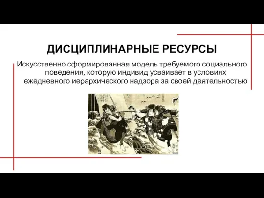 ДИСЦИПЛИНАРНЫЕ РЕСУРСЫ Искусственно сформированная модель требуемого социального поведения, которую индивид усваивает в