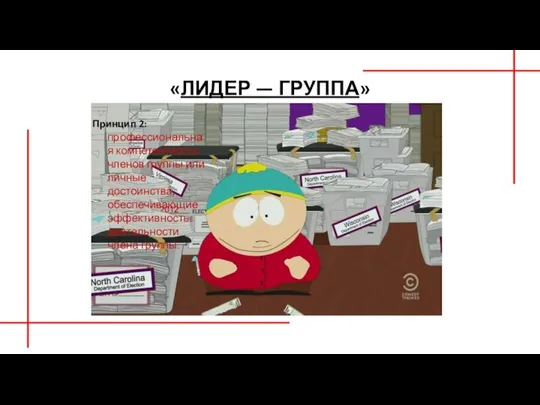 «ЛИДЕР — ГРУППА» Принцип 2: профессиональная компетентность членов группы или личные достоинства,