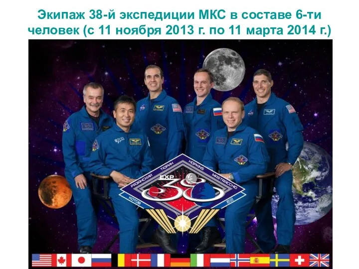 Экипаж 38-й экспедиции МКС в составе 6-ти человек (с 11 ноября 2013