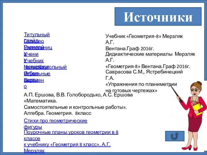 Титульный слайд Галилео Галилей Поурочные планы уроков геометрии в 8 классе к