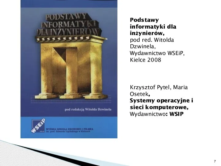Podstawy informatyki dla inżynierów, pod red. Witolda Dzwinela, Wydawnictwo WSEiP, Kielce 2008