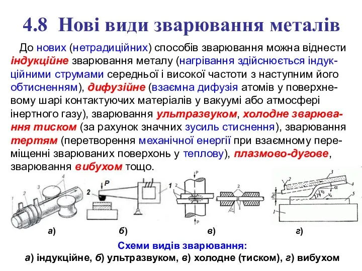 4.8 Нові види зварювання металів До нових (нетрадиційних) способів зварювання можна віднести