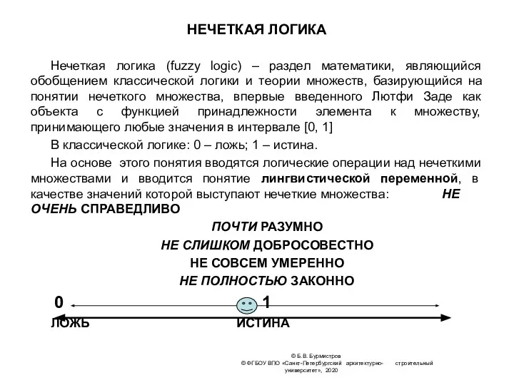 © Б.В. Бурмистров © ФГБОУ ВПО «Санкт-Петербургский архитектурно- строительный университет», 2020 НЕЧЕТКАЯ