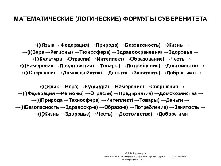 © Б.В. Бурмистров © ФГБОУ ВПО «Санкт-Петербургский архитектурно- строительный университет», 2020 МАТЕМАТИЧЕСКИЕ