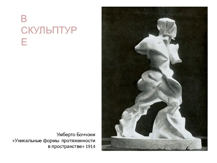 В СКУЛЬПТУРЕ Умберто Боччони «Уникальные формы протяженности в пространстве» 1914