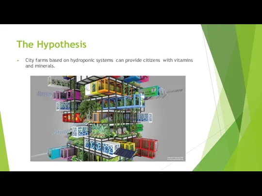 The Hypothesis City farms based on hydroponic systems can provide citizens with vitamins and minerals.