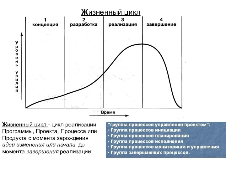 Жизненный цикл - цикл реализации Программы, Проекта, Процесса или Продукта с момента