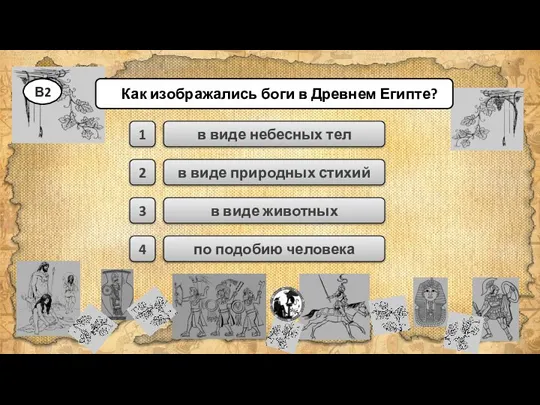 в виде животных в виде природных стихий по подобию человека в виде