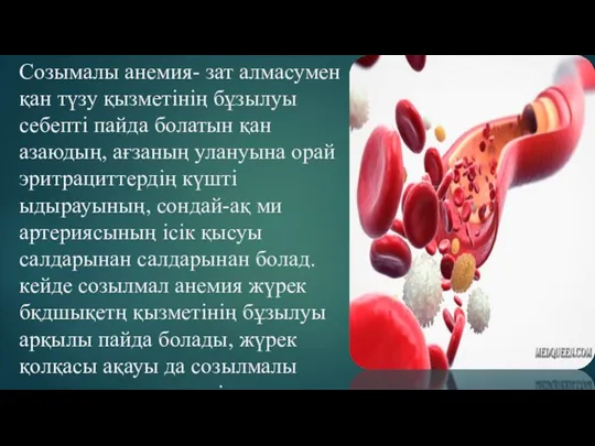 Созымалы анемия- зат алмасумен қан түзу қызметінің бұзылуы себепті пайда болатын қан