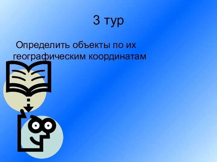 3 тур Определить объекты по их географическим координатам