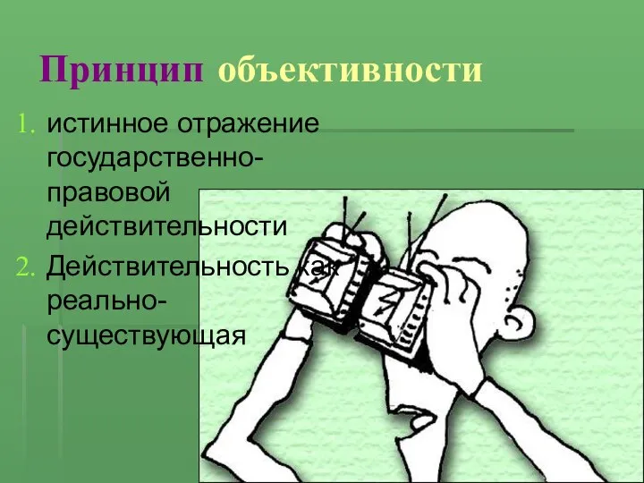 Принцип объективности истинное отражение государственно-правовой действительности Действительность как реально-существующая