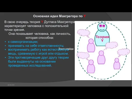 28.09.2020 Основная идея Макгрегора по Y Текст слайда В свою очередь теория