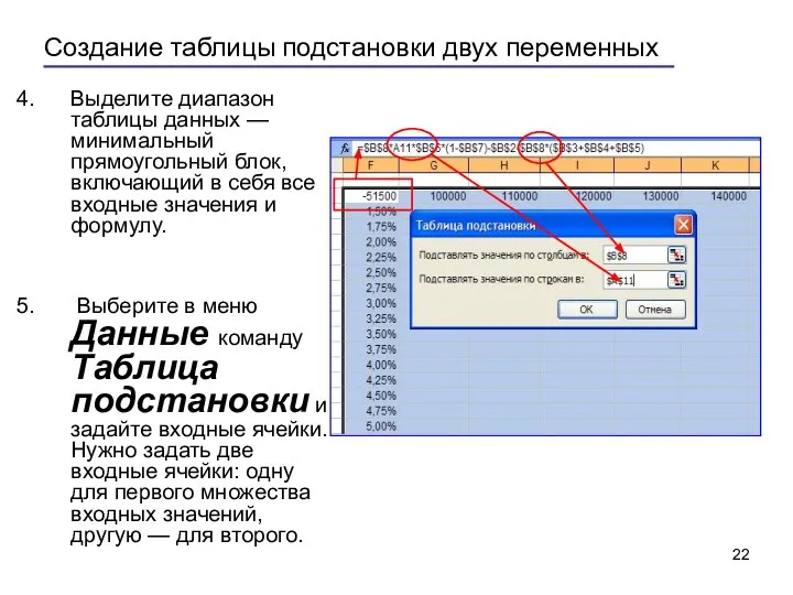 Выделите диапазон таблицы данных — минимальный прямоугольный блок, включающий в себя все