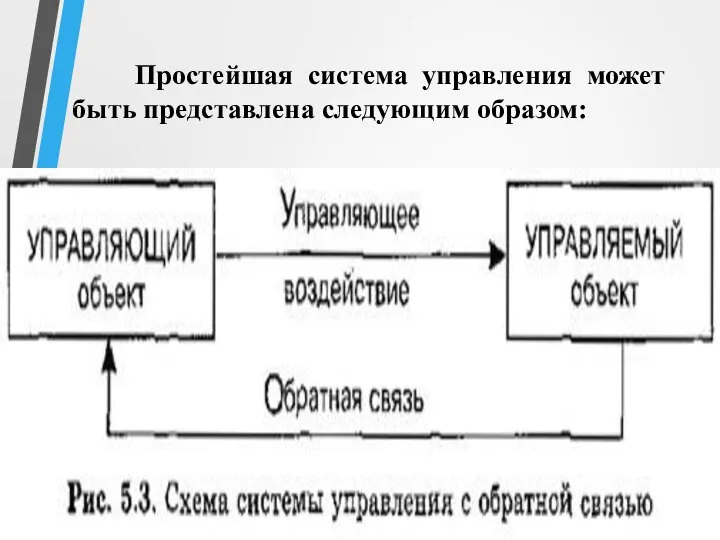 Простейшая система управления может быть представлена следующим образом: