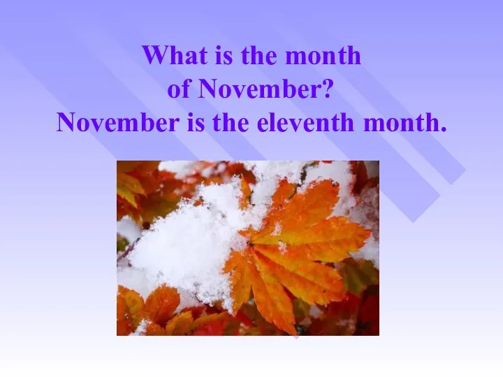 What is the month of November? November is the eleventh month.