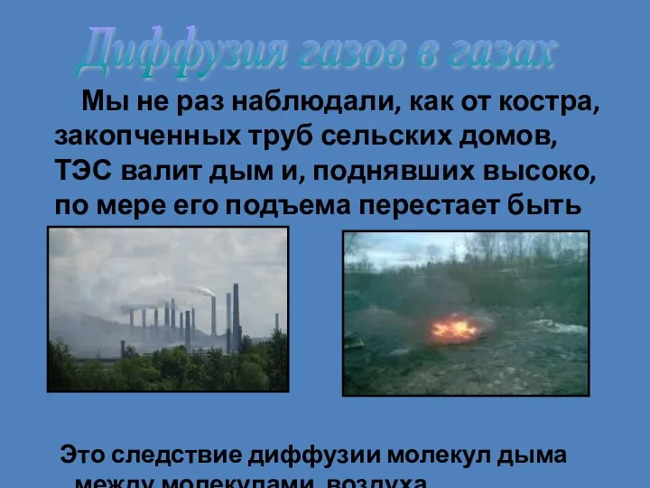 Мы не раз наблюдали, как от костра, закопченных труб сельских домов, ТЭС