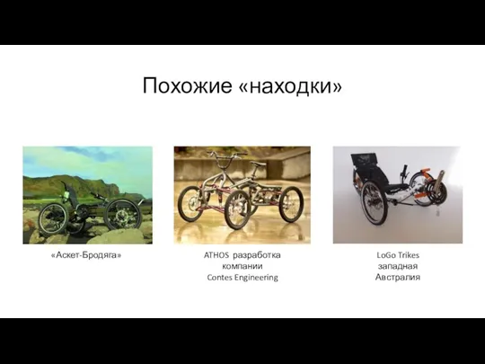 Похожие «находки» «Аскет-Бродяга» ATHOS разработка компании Contes Engineering LoGo Trikes западная Австралия