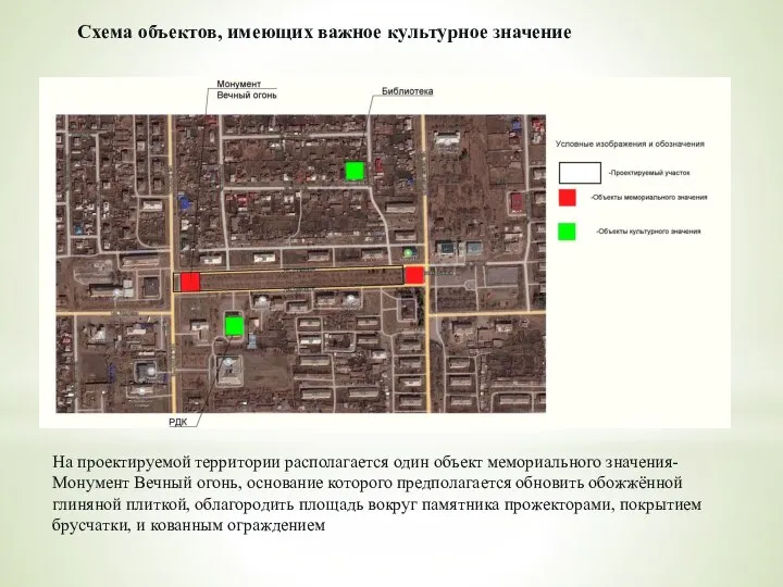 Схема объектов, имеющих важное культурное значение На проектируемой территории располагается один объект