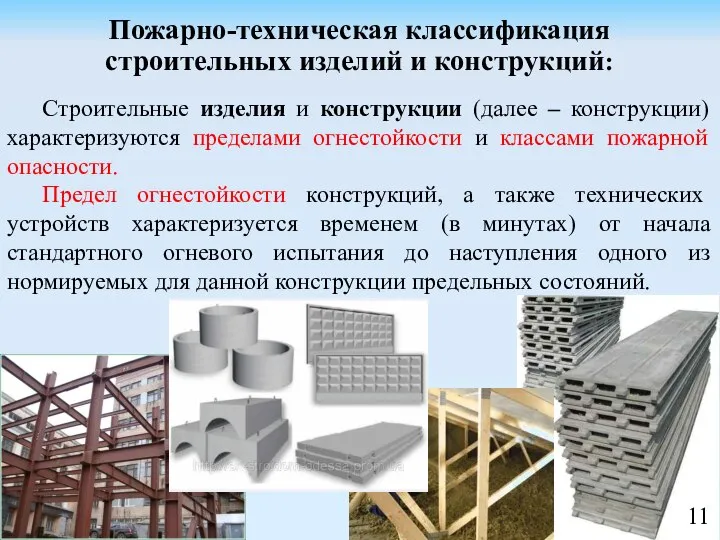 Пожарно-техническая классификация строительных изделий и конструкций: Строительные изделия и конструкции (далее –