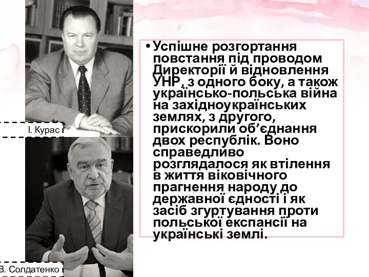 Успішне розгортання повстання під проводом Директорії й відновлення УНР, з одного боку,