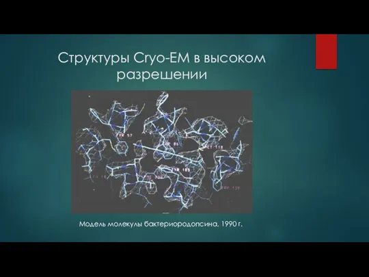 Структуры Cryo-EM в высоком разрешении Модель молекулы бактериородопсина, 1990 г.