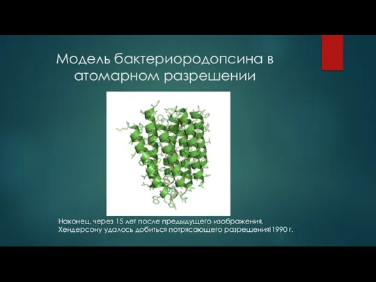 Модель бактериородопсина в атомарном разрешении Наконец, через 15 лет после предыдущего изображения,