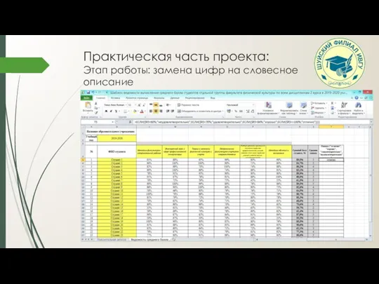 Практическая часть проекта: Этап работы: замена цифр на словесное описание