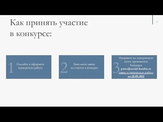 Как принять участие в конкурсе: 1 2 3 Направьте на электронную почту