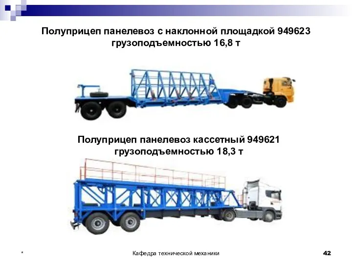 Полуприцеп панелевоз с наклонной площадкой 949623 грузоподъемностью 16,8 т Кафедра технической механики