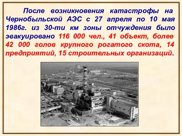 После возникновения катастрофы на Чернобыльской АЭС с 27 апреля по 10 мая