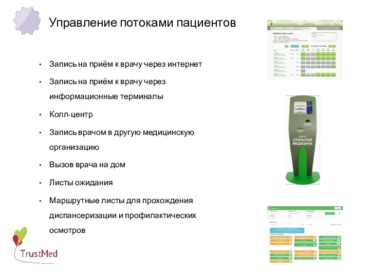 Управление потоками пациентов Запись на приём к врачу через интернет Запись на