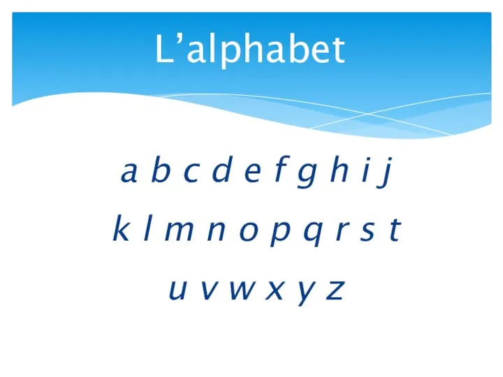 L’alphabet a b c d e f g h i j k