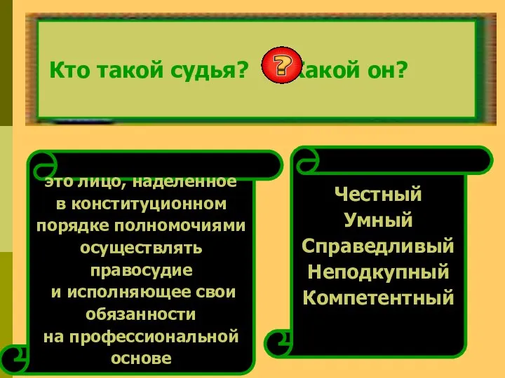 это лицо, наделенное в конституционном порядке полномочиями осуществлять правосудие и исполняющее свои