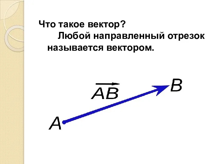 Что такое вектор? Любой направленный отрезок называется вектором.