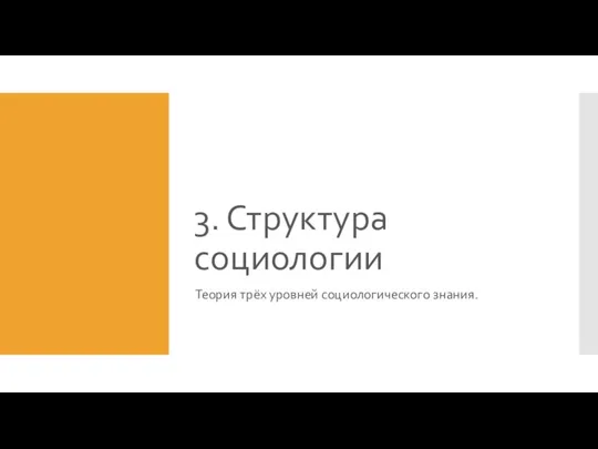 3. Структура социологии Теория трёх уровней социологического знания.