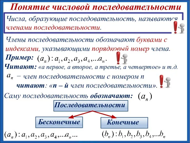 Числа, образующие последовательность, называются членами последовательности. Понятие числовой последовательности Члены последовательности обозначают