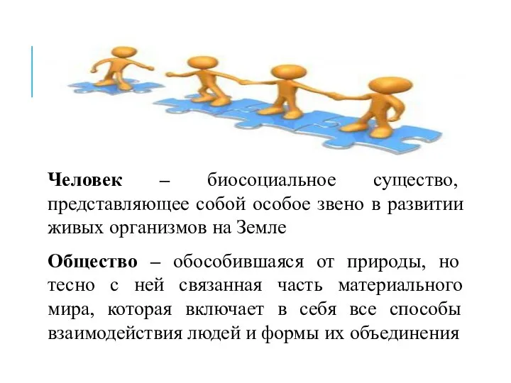 Человек – биосоциальное существо, представляющее собой особое звено в развитии живых организмов