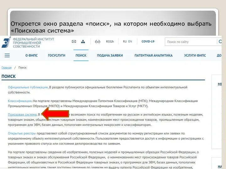 Откроется окно раздела «поиск», на котором необходимо выбрать «Поисковая система»