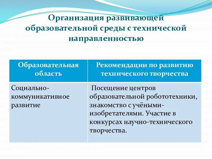 Организация развивающей образовательной среды с технической направленностью