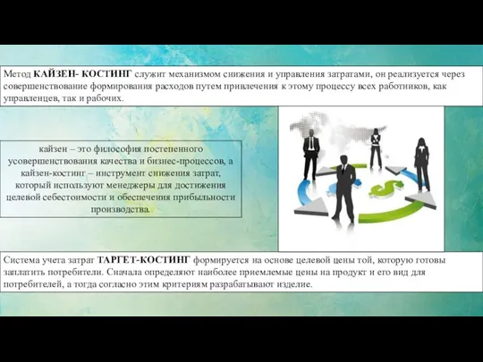 Метод КАЙЗЕН- КОСТИНГ служит механизмом снижения и управления затратами, он реализуется через