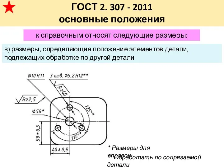 ГОСТ 2. 307 - 2011 основные положения к справочным относят следующие размеры: