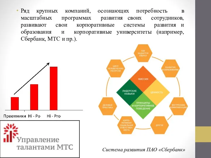 Ряд крупных компаний, осознающих потребность в масштабных программах развития своих сотрудников, развивают