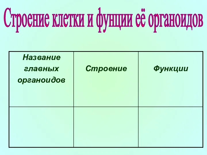 Строение клетки и фунции её органоидов