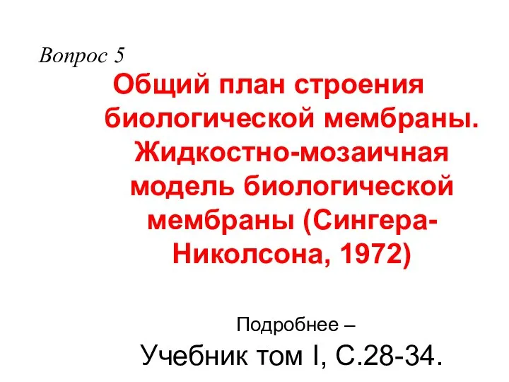 Общий план строения биологической мембраны. Жидкостно-мозаичная модель биологической мембраны (Сингера-Николсона, 1972) Подробнее